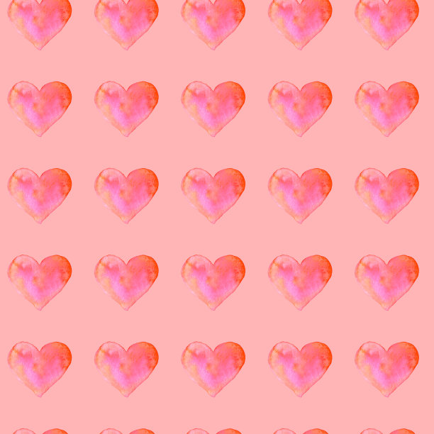 无缝图案与水彩心。手绘浪漫爱情背景纹理。用于贺卡，包装纸，婚礼，生日，织物，纺织品，情人节，母亲节，复活节图片下载