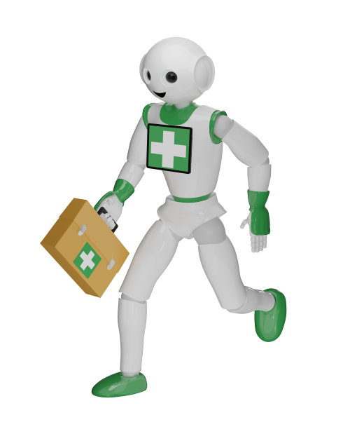 机器人带着急救袋跑。图片下载