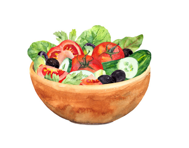 绿色沙拉，蕃茄，黄瓜和新鲜蔬菜孤立在白色背景图片下载