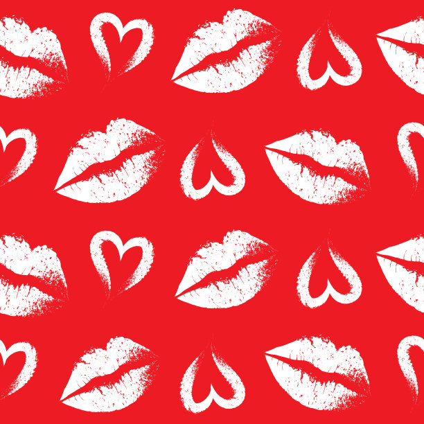 红唇印无缝背景。图片下载