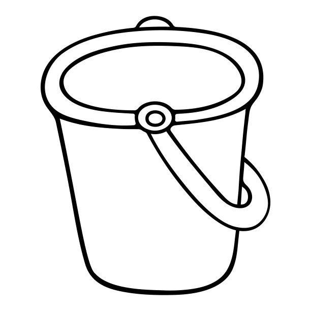 桶。草图。矢量插图。在孤立的白色背景上勾画轮廓。涂鸦风格。孩子们玩海滩游戏的玩具。运沙、运水的设备。塑料工具。图片下载