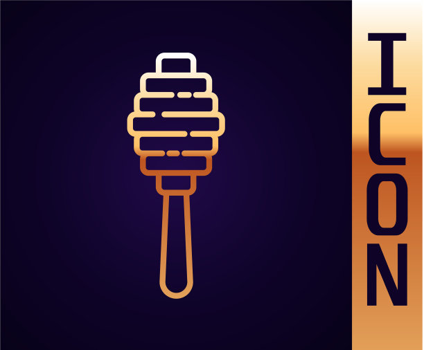 金线蜂蜜勺棒图标孤立上图片下载