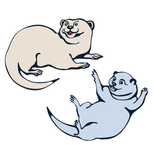 矢量背景手绘奇异野生动物水獭。手绘墨水插图。现代装饰背景。印刷纺织品，布料，壁纸，剪贴簿图片下载