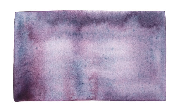 水彩矩形形状与深紫色，樱桃和海军蓝颜色。手绘水彩图形绘画在白色的背景，孤立的细节设计，旗帜，卡片，海报，模板。图片下载