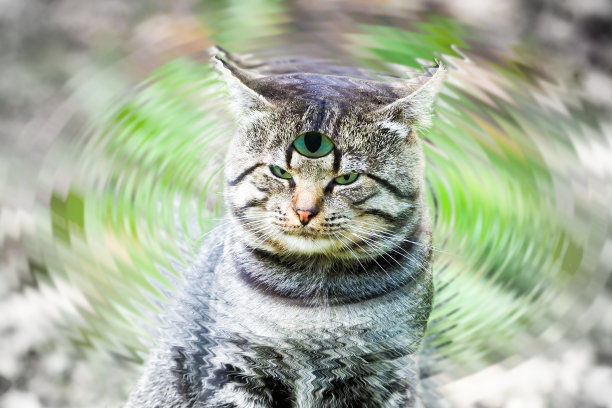 预测猫的肖像。头上有三只眼睛的灰猫。睁开你的第三只眼睛图片下载