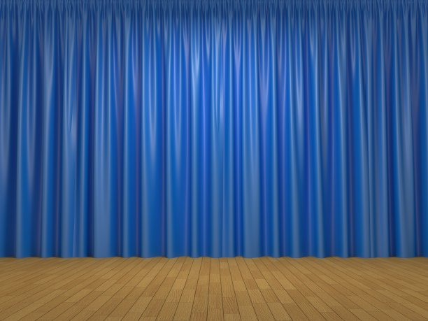 蓝色的窗帘图片下载