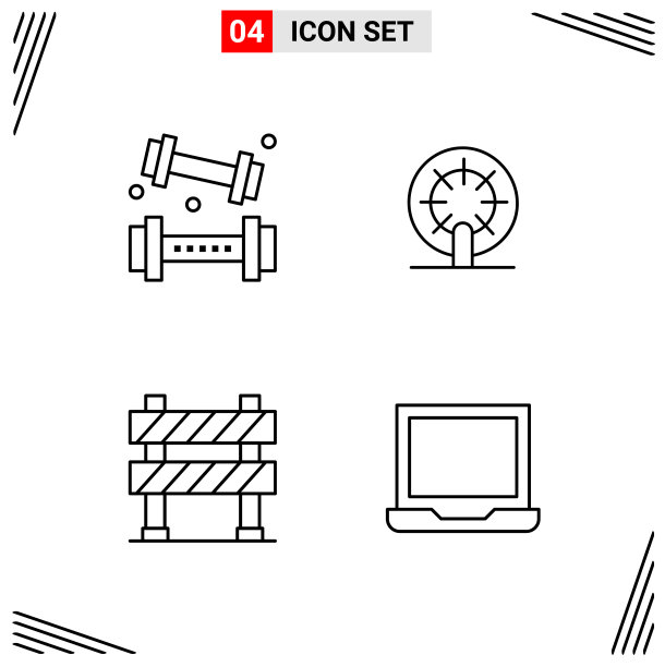 4图标线条样式基于网格的创意轮廓图片下载