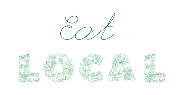 字母吃本地图案标志杂货店农场新鲜水果和蔬菜。图片下载