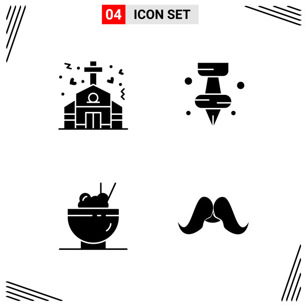 4图标固体样式网格基础上的创意字形图片下载