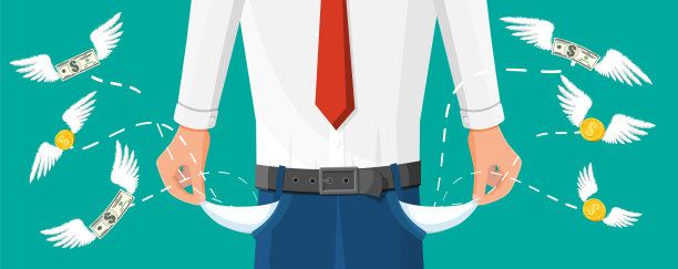 商人展示空口袋。图片下载