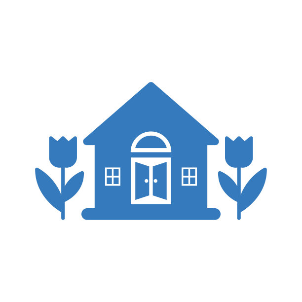 房地产、花园、植物的蓝色图标图片下载