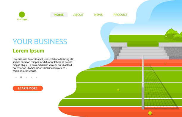 户外网球场运动游戏娱乐登陆页面网页模板图片下载