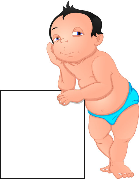 小孩子和空白的标志图片下载