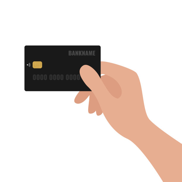 手里拿着一张黑色的银行卡。非接触式支付理念，防止冠状病毒感染传播。矢量股票平面插图孤立在白色背景。图片下载