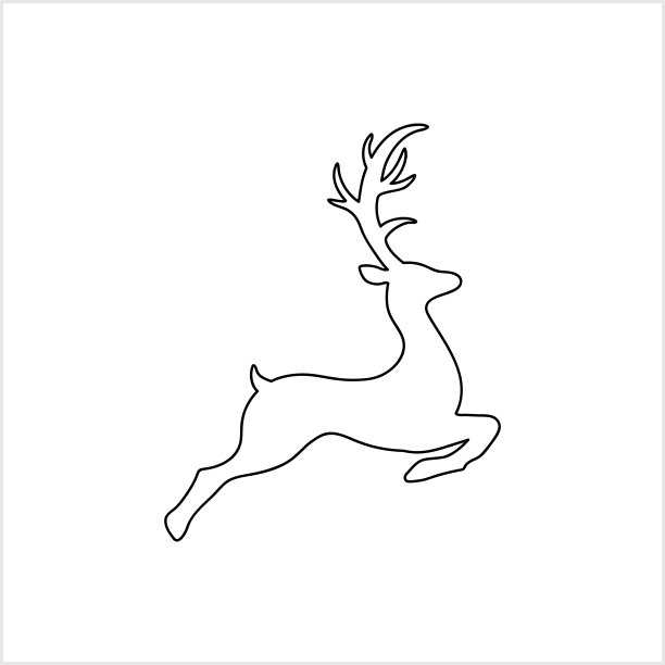 涂鸦麋鹿图标孤立在白色。轮廓模板标志设计。黑色的轮廓。素描圣诞节的象征。矢量插图。每股收益10图片下载
