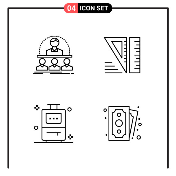 为网页和移动设置4个线条样式图标图片下载