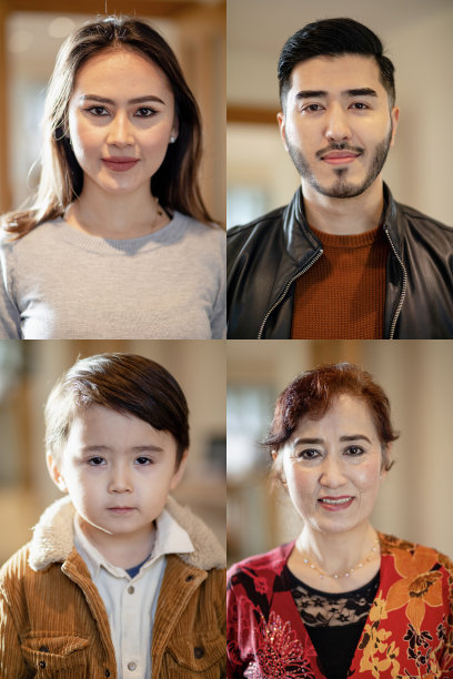 突厥斯坦多代家庭的拼贴画图片下载