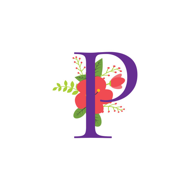 花卉字母初始矢量设计图片下载