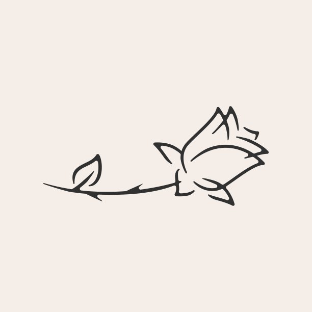 野玫瑰花嬉皮士复古矢量图标插图图片下载