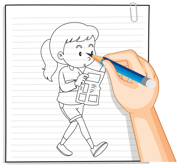 年轻女子在读报纸提纲的手写体图片下载