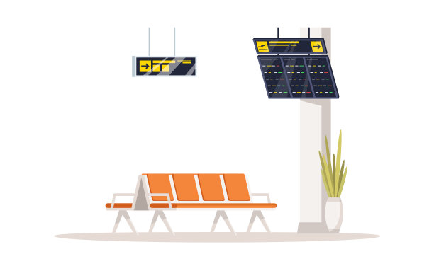 机场航站楼半平面RGB彩色矢量图图片下载