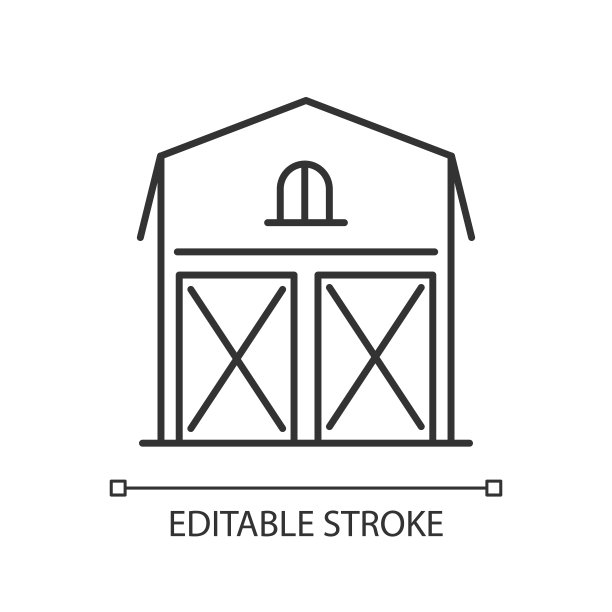 谷仓像素完美线性图标图片下载