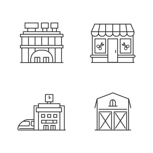 建筑像素完美的线性图标集图片下载