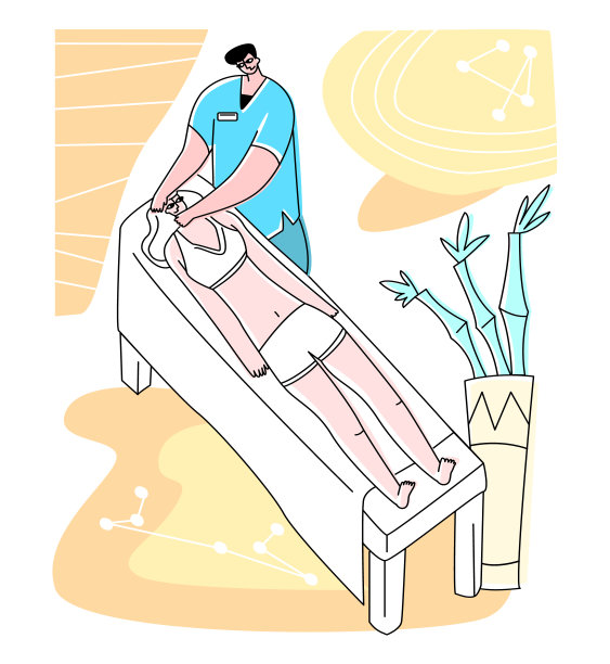 矢量平面插图接待骨科医生在办公室。图像显示患者手工治疗过程图片下载