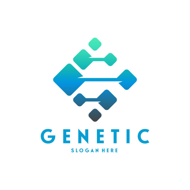 独特的基因DNA标志设计概念向量，方形螺旋标志模板图片下载