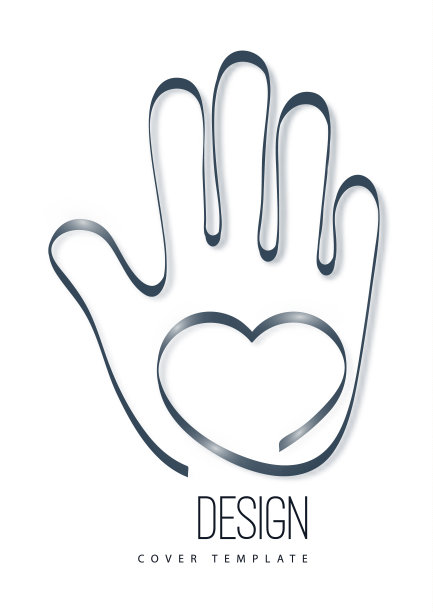 带有心形和手掌的现代标志。慈善、志愿、爱、善良的理念。向量图片下载