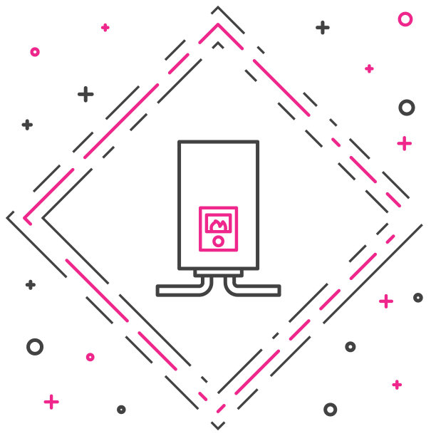 燃气锅炉与燃烧的火焰图标隔离在白色背景。色彩斑斓的轮廓的概念。矢量图图片下载