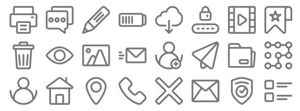 ui图标。线性集。质量矢量线集如列表，邮件，电话，用户，文件夹，图片，最爱，云计算，聊天图片下载