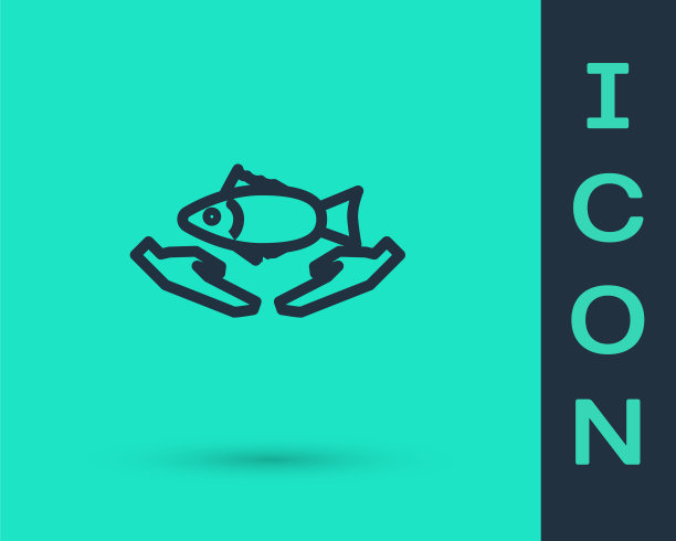 黑线鱼护理图标孤立在绿色背景。矢量图图片下载