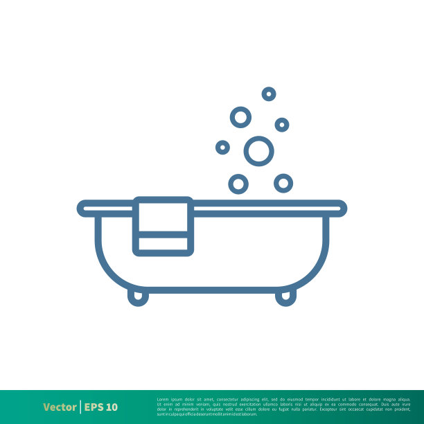 浴缸图标矢量标志模板插图设计。向量EPS 10。图片下载