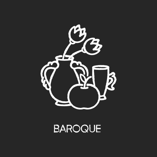 巴洛克粉笔白色图标上的黑色背景图片下载