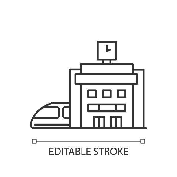 火车站像素完美的线性图标图片下载