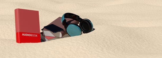 有声读物的蓝色背景与耳机和智能手机图片下载