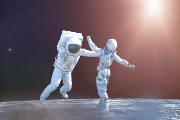 两名宇航员打太空战3d渲染图片下载