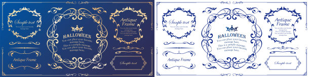 万圣节框架材料，十月，古董装饰，复古图案，植物常春藤图片下载