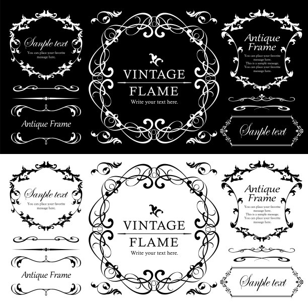 万圣节框架材料，十月，古董装饰，复古图案，植物常春藤图片下载