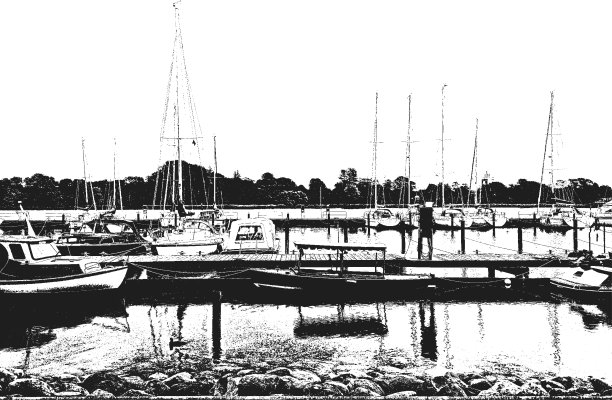 停泊着帆船和游艇的港口。海景观。图片下载