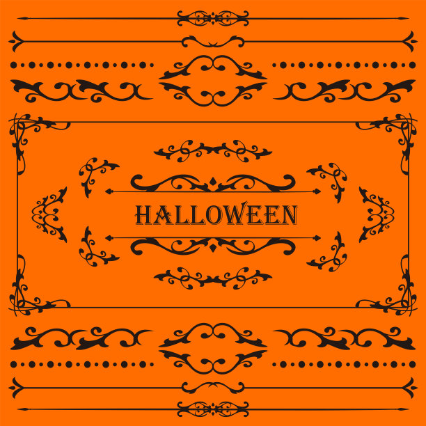万圣节框架材料，十月，古董装饰，复古图案，种植常春藤图片下载