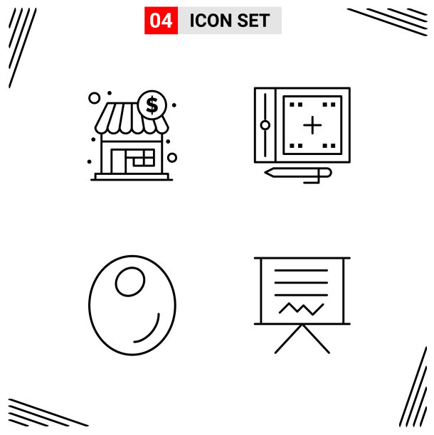 4图标线条样式基于网格的创意轮廓图片下载