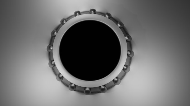 带有黑洞的工业银色金属图案。3 d渲染。图片下载