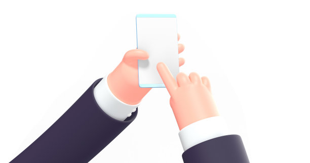 3d渲染卡通业务手与手机相适应图片下载