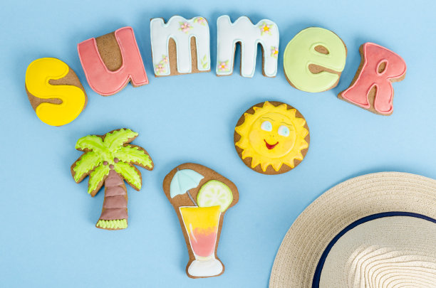 你好,夏天的概念。家庭烘焙。工作室的照片图片下载