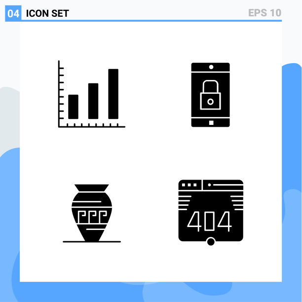 现代4个固体样式图标的象形符号图片下载