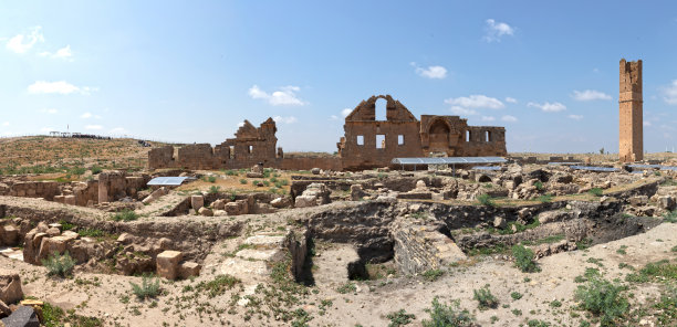 土耳其哈兰镇的乌鲁清真寺尖塔和哈兰大学遗址图片下载