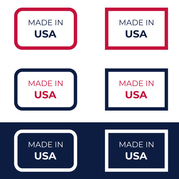 美国制造打印标识标签矢量插图设计图片下载