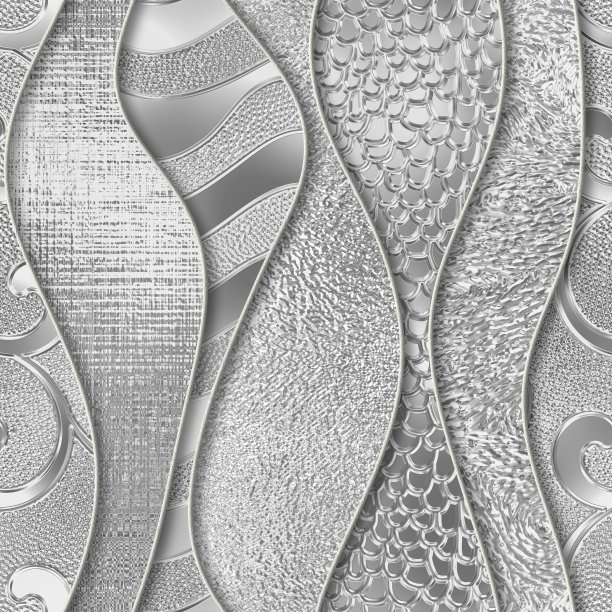 雕刻波浪图案的背景无缝纹理，拼接图案，玻璃纹理，3d插图图片下载